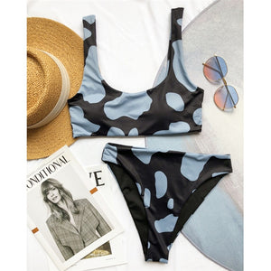 Cow print bathing suit