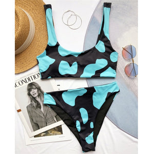 Cow print bathing suit