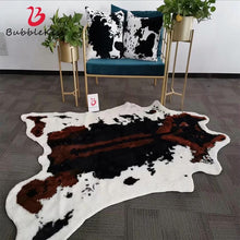 Load image into Gallery viewer, Brown &amp; White faux cowhide rug
