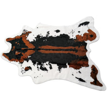 Load image into Gallery viewer, Brown &amp; White faux cowhide rug
